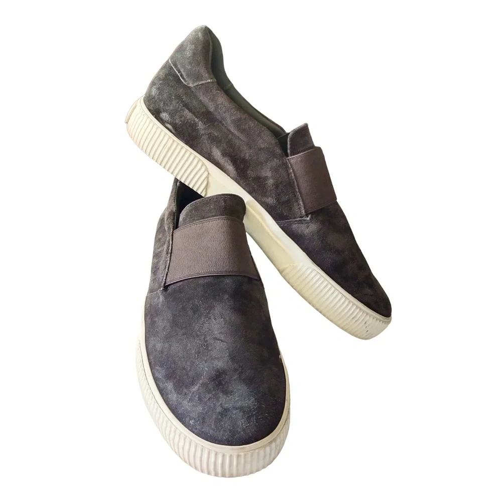 VINCE Kirkland Sneakers Pewter Slip-on Platform Elastic‎ Goring Rubber Sole 8.5